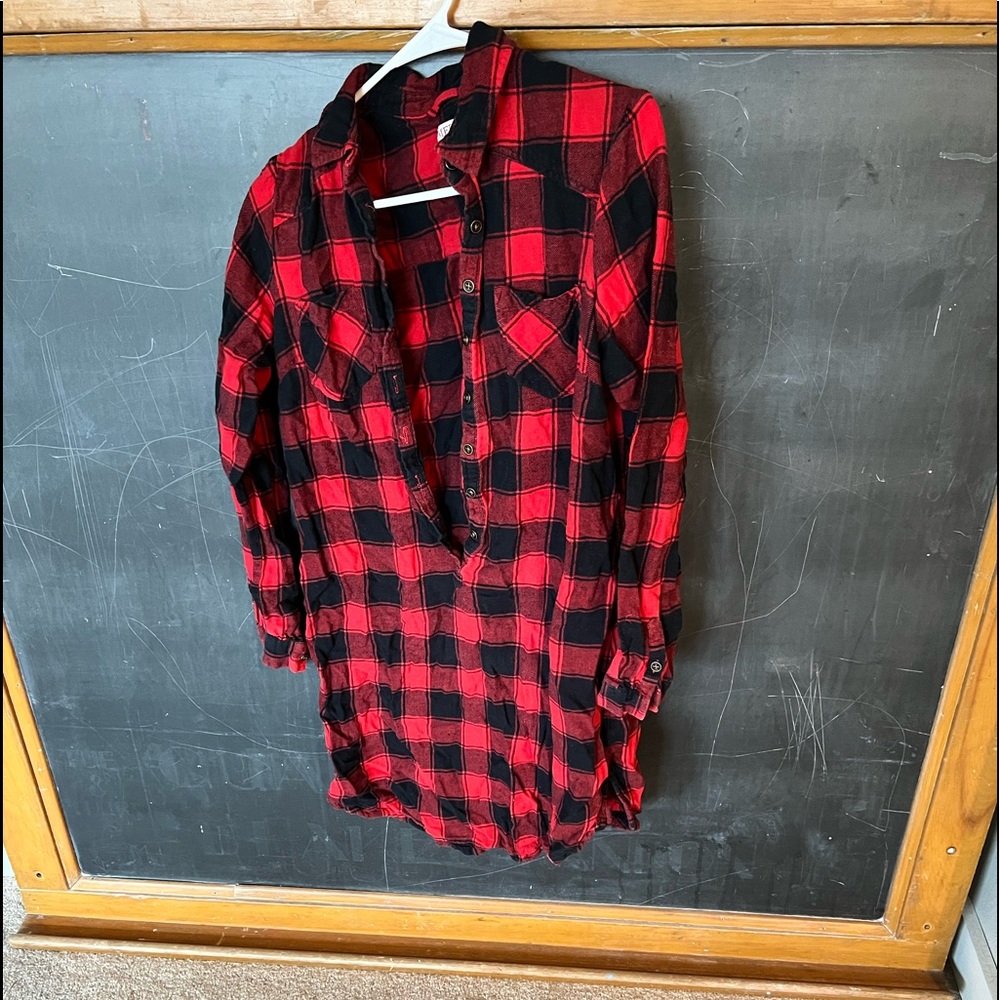 Buffalo plaid shirt dress